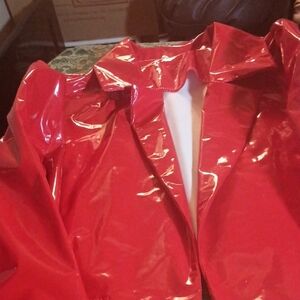 Red pattern leather jacket